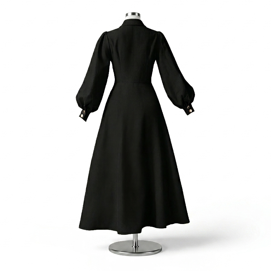 Robe Noire Ceinturée