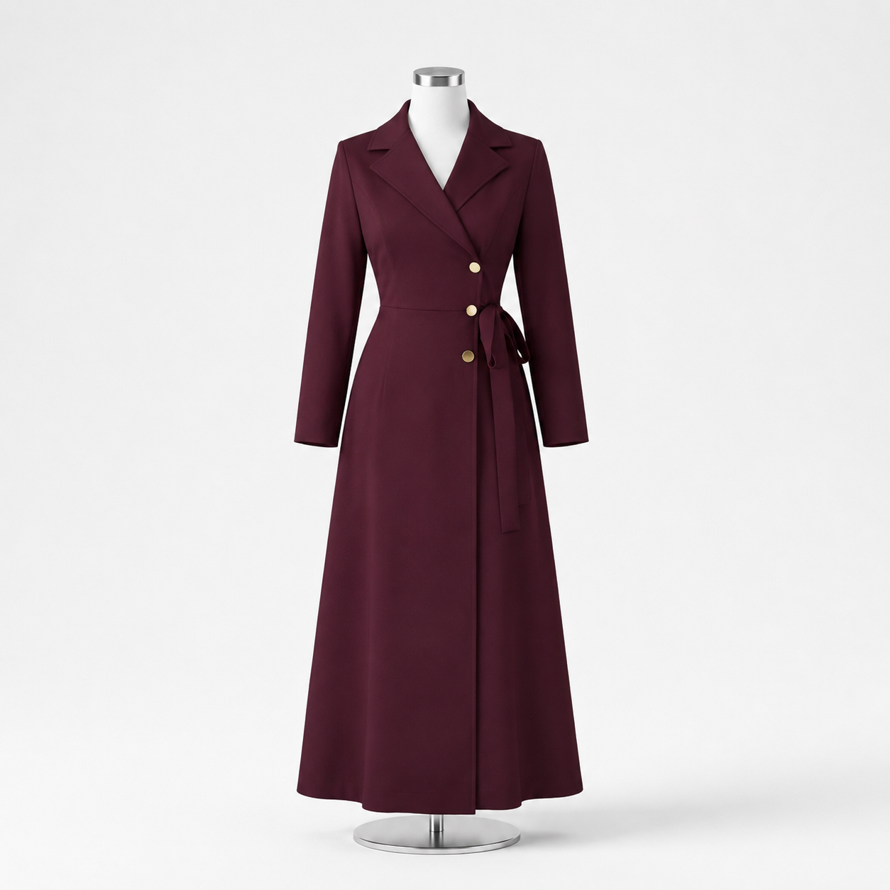 Robe Ceinturée au Col Tailleur