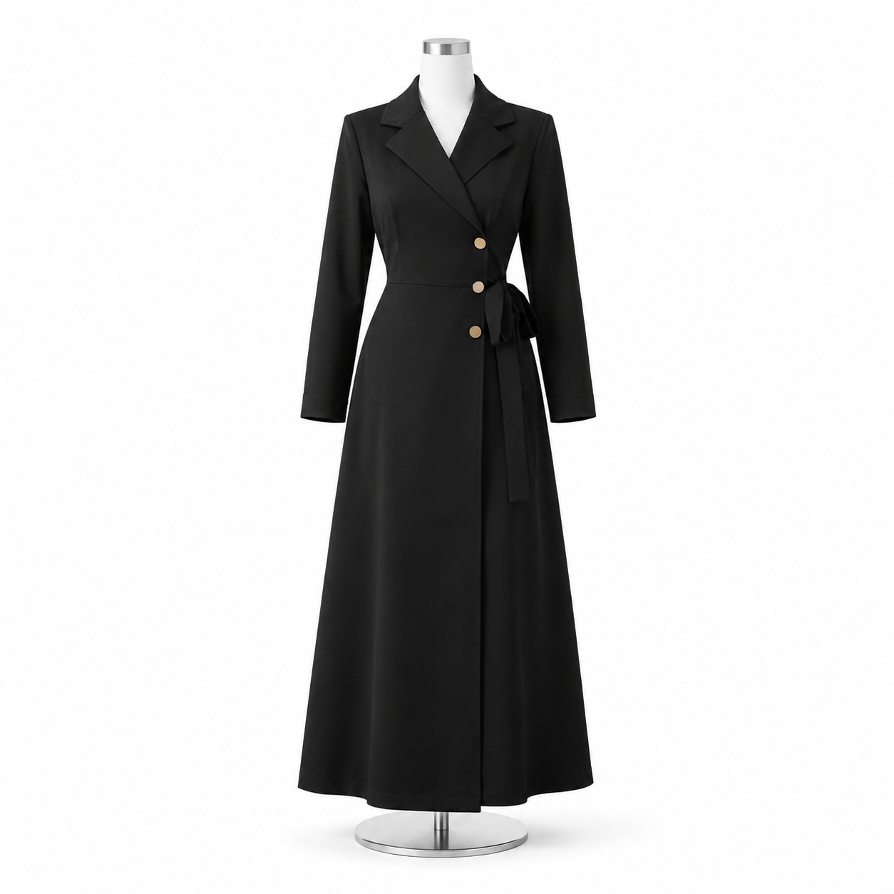 Robe Ceinturée au Col Tailleur