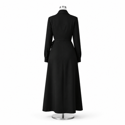 Robe Ceinturée au Col Tailleur