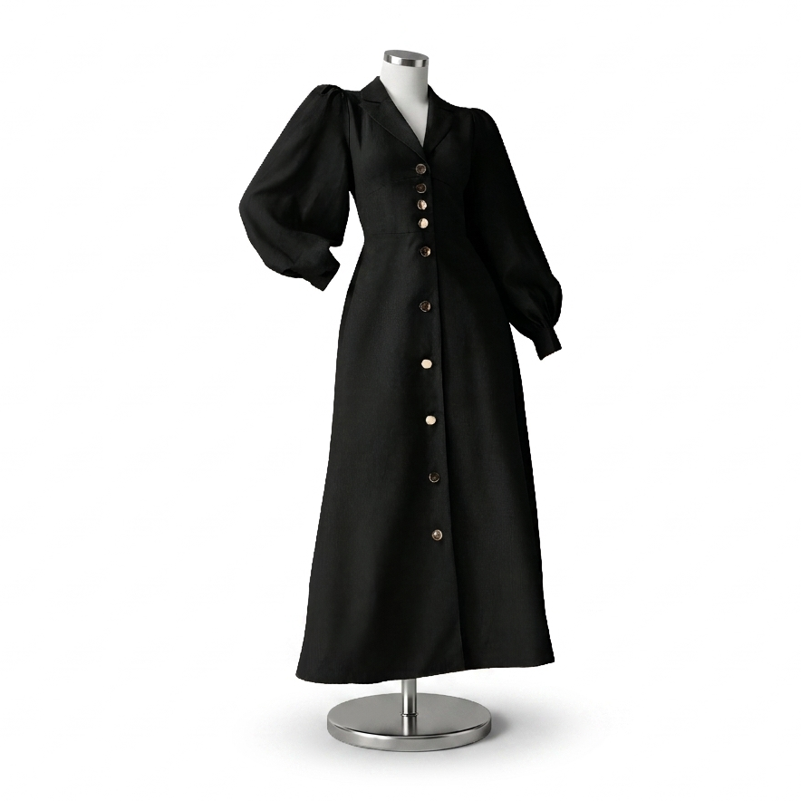 Robe Noire Ceinturée