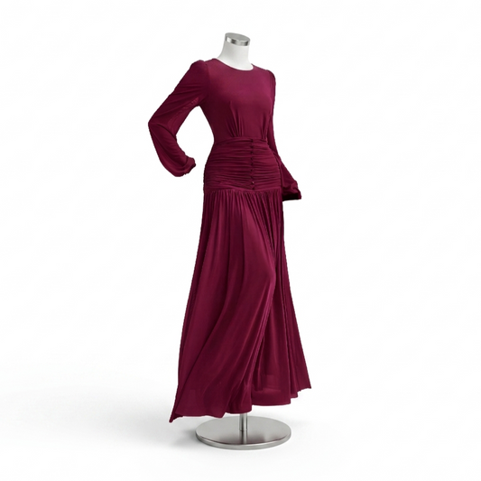 Robe Plissée Bordeaux