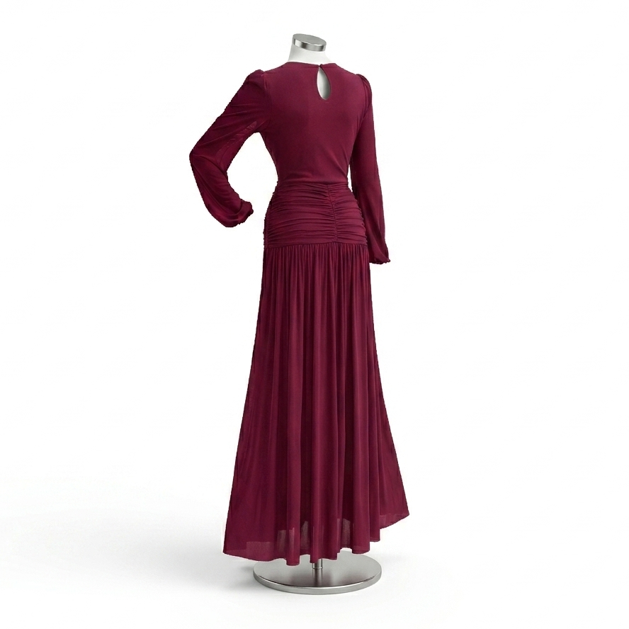 Robe Plissée Bordeaux